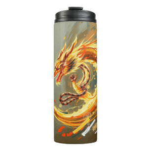 Garrafa Térmica Dragão Amarelo Dourado