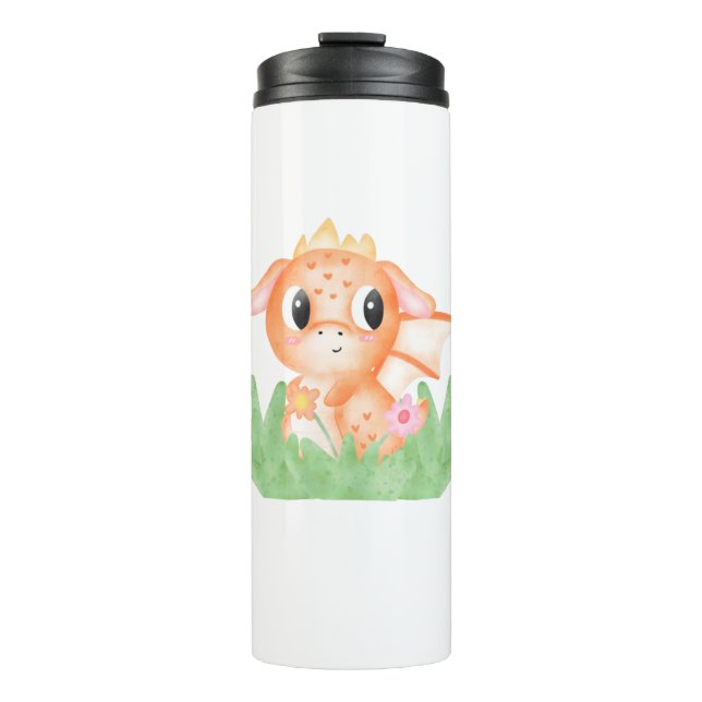 Garrafa Térmica Dragão-Bebê Cachorro Aquarela (Frente)