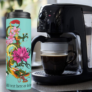 Garrafa Térmica Dragão chinês Lotus Cherry Blossoms