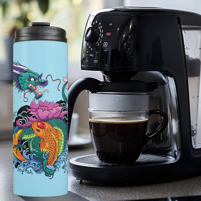 Garrafa Térmica Dragão de Água Chinês Peixe Koi (Criador carregado)