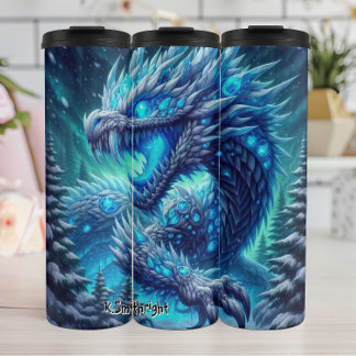 Garrafa Térmica Dragão de Gelo feroz na Floresta