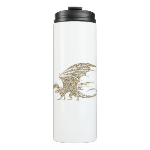 Garrafa Térmica Dragão Dourado Mosaico Incrível