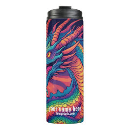 GARRAFA TÉRMICA DRAGÃO E ESCALAS COLORIDOS