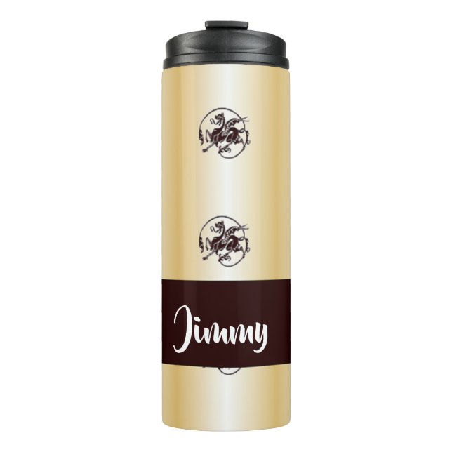 Garrafa Térmica Dragões impressão em textura (Frente)