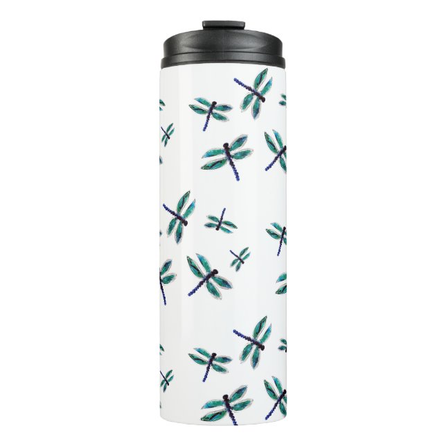 Garrafa Térmica Dragonfly Azul Turquesa Padrão (Frente)