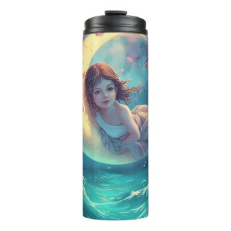 Garrafa Térmica Dreamy Moon Girl Mug Design | Cute Baby Moon Art 