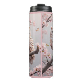 Garrafa Térmica Dreamy Pink Cherry Blossoms Owl
