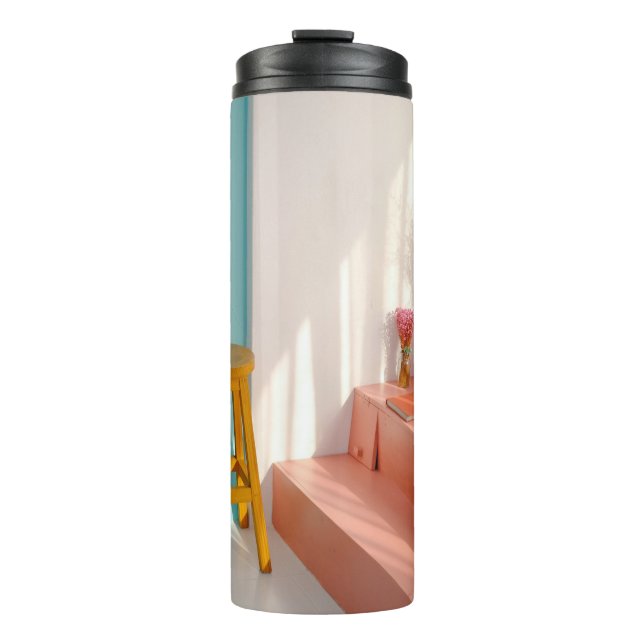 Garrafa Térmica Duas fezes de bar de madeira amarela (Frente)