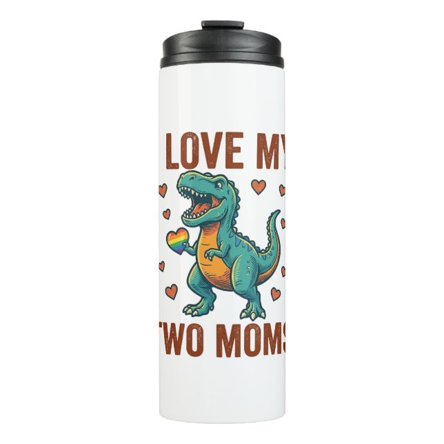 Garrafa Térmica Duas Mães Orgulho Camisa Vector T Design de Dinoss (Frente)