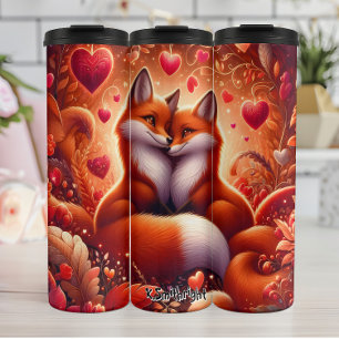 Garrafa Térmica Duas Raposas em uma Floresta do Coração