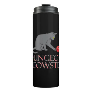 Garrafa Térmica Dungeon Meowster Engraçado Gato RPG com Dice