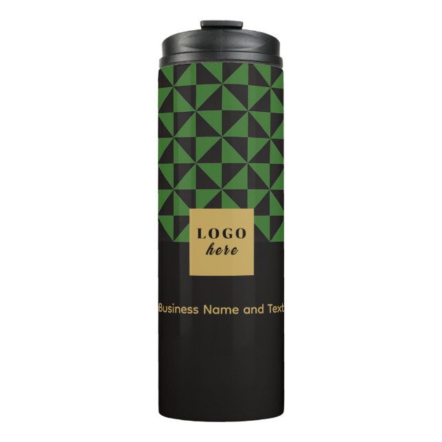Garrafa Térmica Duo preto e verde - Logotipo comercialTumbler térm (Frente)