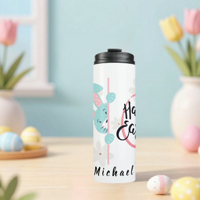 Garrafa Térmica Easter Blue Bunny Personalized Thermal Tumbler (Criador carregado)