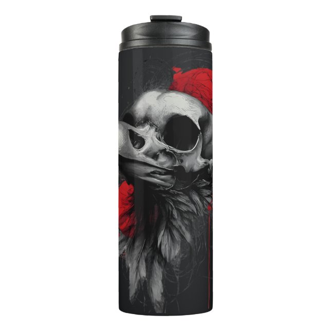 Garrafa Térmica Edgy Crow Skull Gothic Grunge Thermal Tumbler (Frente)