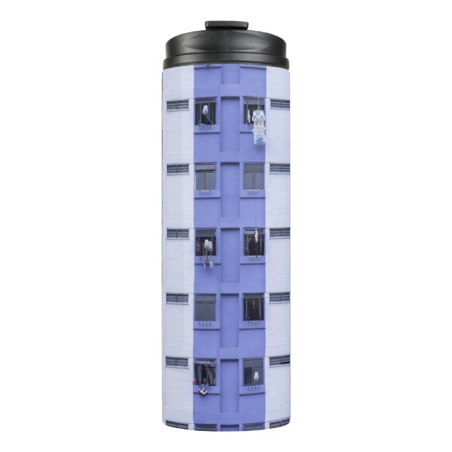 Garrafa Térmica Edifício azul e branco (Frente)