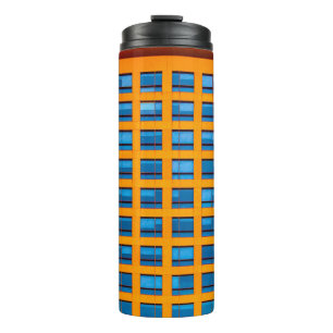 Garrafa Térmica Edifício azul e laranja