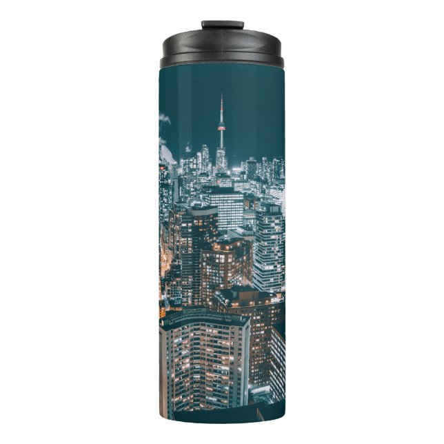 GARRAFA TÉRMICA EDIFÍCIOS DE CIDADE NA VISÃO PRINCIPAL (Frente)