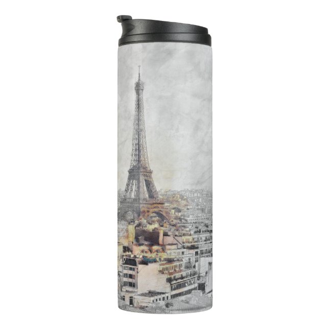 Garrafa Térmica Eiffel Tower Paris França Tumbler térmico - Viagem (Rotação à direita)