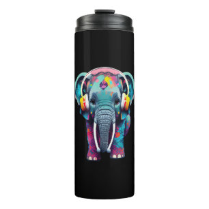 Garrafa Térmica Elefante de Bebê Bonito com Fones de ouvido