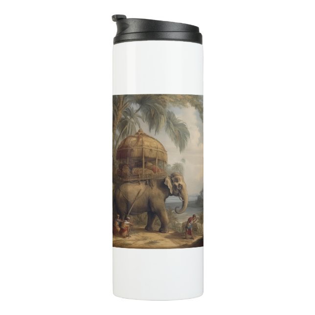 Garrafa Térmica Elefante de cena botânica com howdah também (Rotação à direita)