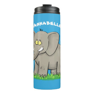 Garrafa Térmica Elefante engraçado e bonito com desenho animado d