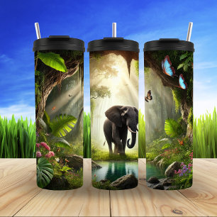 Garrafa Térmica Elefante majestoso na natureza tropical