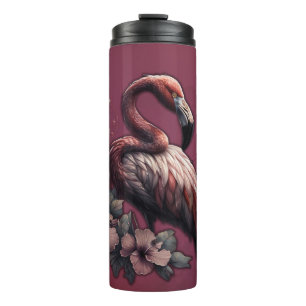 Garrafa Térmica elegância tropical, o flamingo na luz.