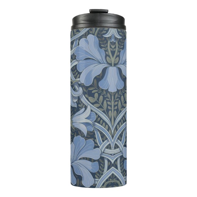 Garrafa Térmica Elegant Blue Watercolor Floral Pattern  (Frente)
