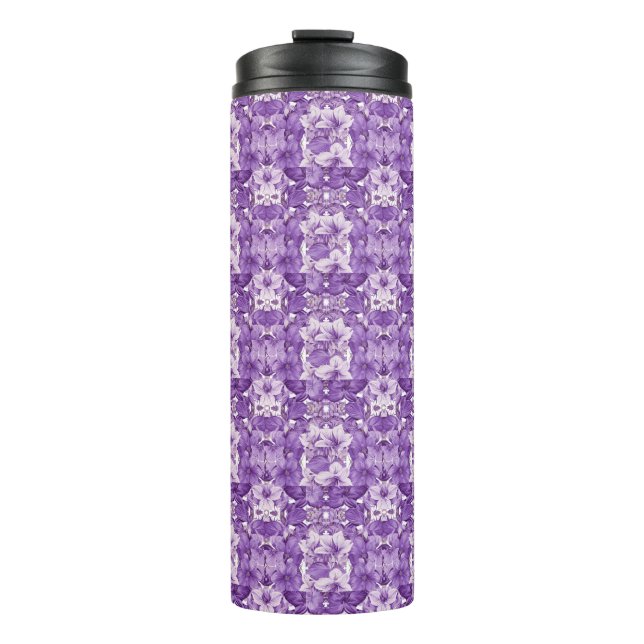 Garrafa Térmica Elegant floral pattern in purple tones (Frente)