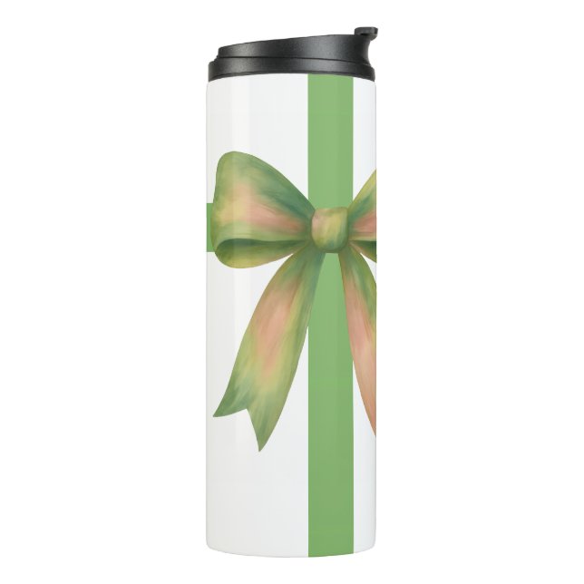 Garrafa Térmica Elegant Gift Bow – Modern Christmas Design (Giro à esquerda)