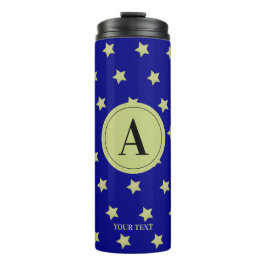 Garrafa Térmica Elegant Gold & Black Star Pattern Monogram