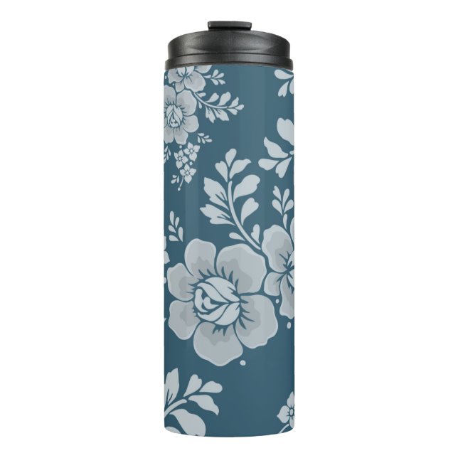 Garrafa Térmica Elegant Vintage Blue Flower Pattern (Frente)