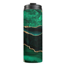 Elegante Ágata Falsa Brilho Verde e Dourado