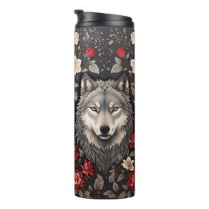 Garrafa Térmica Elegante Cinza Wolf Floral