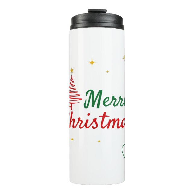 Garrafa Térmica Elegante Design de Natal Feliz (Frente)