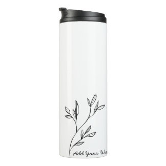 Garrafa Térmica Elegante Estilo Simples Preto e Branco com Texto P