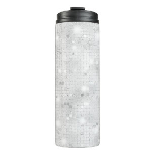 Garrafa Térmica Elegante Glam White Silver Glitz Sparkle
