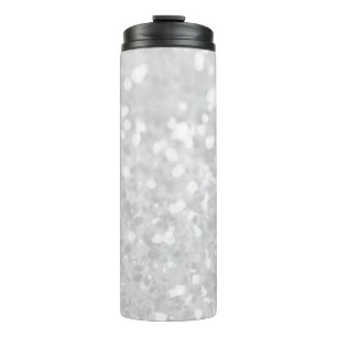 Garrafa Térmica Elegante glamour chique Brilho Falso Branco