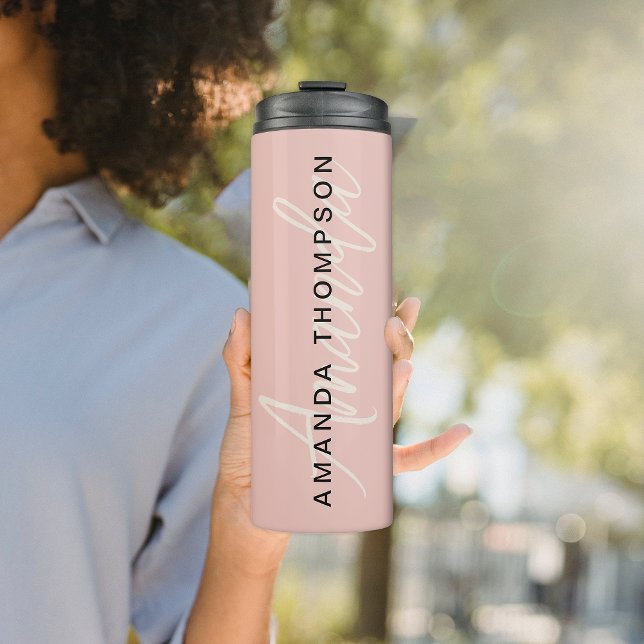 Garrafa Térmica Elegante Moderno Personalizado Com Monograma De No (Criador carregado)