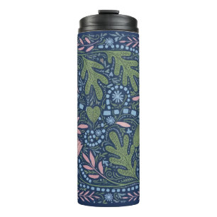 Garrafa Térmica Elegante padrão floral de arte popular botânica vi