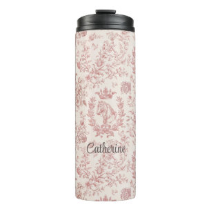 Garrafa Térmica Elegante rosa Beige Equestrian Toile Nome