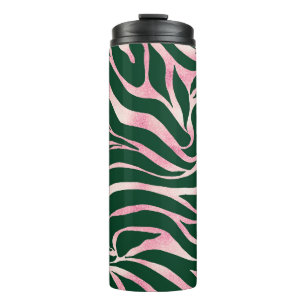Garrafa Térmica Elegante Rosa Verde Dourada Zebra