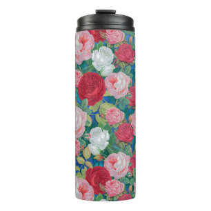 Garrafa Térmica Elegante, Vantoriano, Coloração d'água, Rosas Verm