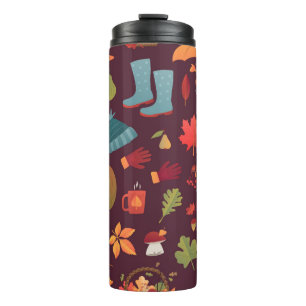 Garrafa Térmica Elementos do outono, fundo escuro, colheita