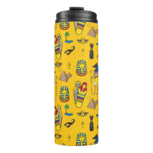 Garrafa Térmica Elementos egípcios, Anubis, padrão das pirâmides.