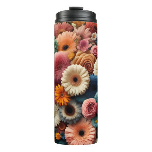 Garrafa Térmica Eleve Seu Espaço Gerbera Colorida Floral Dália