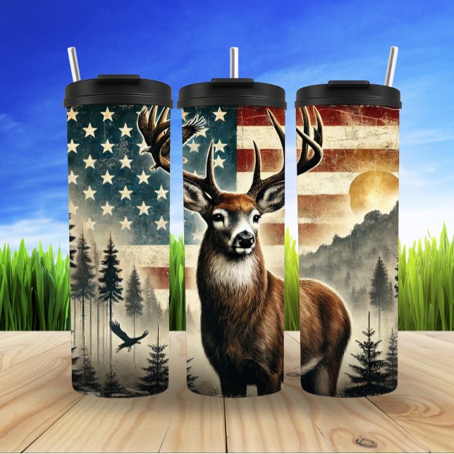 Garrafa Térmica Elk Majestade Sob a Lua Vermelha (Criador carregado)