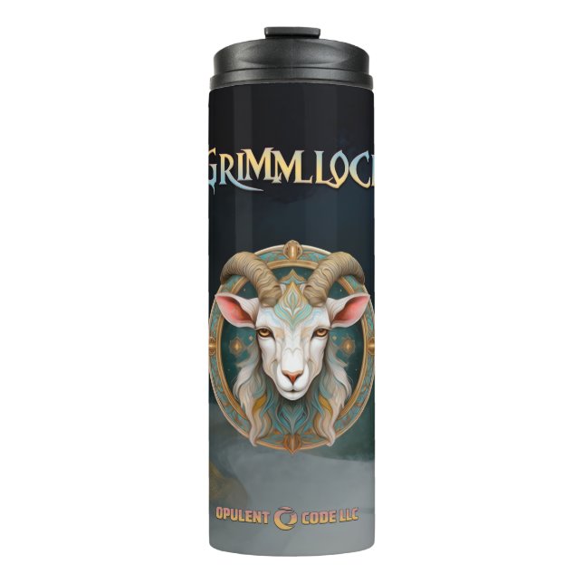 Garrafa Térmica Emblema de Cabra Grimmloch RPG de Fantasia (Frente)