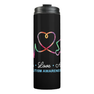 Garrafa Térmica Encerramento de string de desenhoAccept Autism Awa