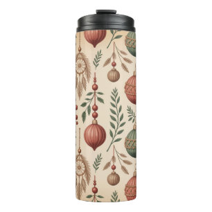 Garrafa Térmica Enfeites de Natal Boho